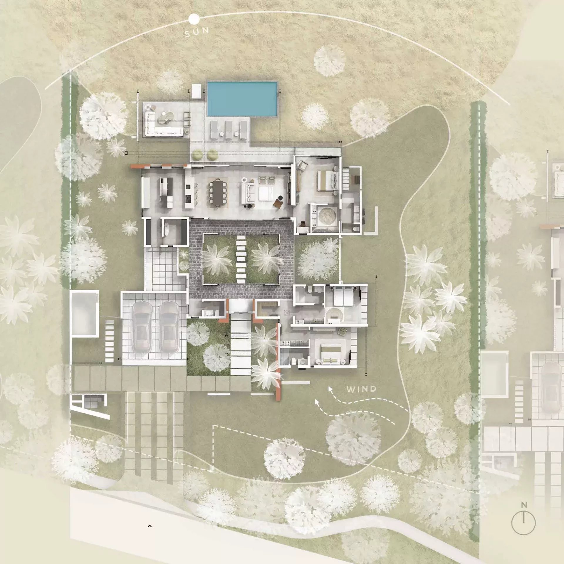 Villa de plain-pied 3 suites à Rivière Noire avec vue mer