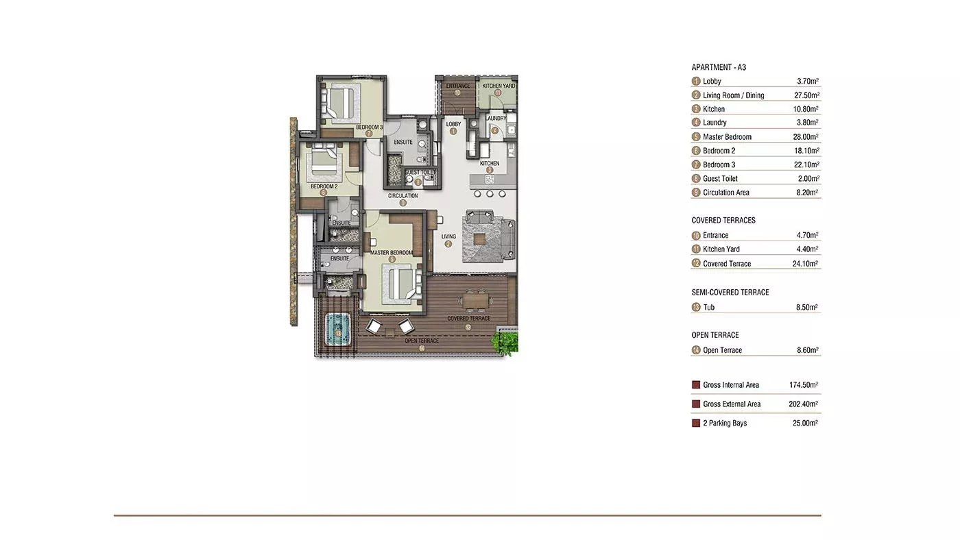 TAMARIN – SANS FRAIS D'AGENCE – Appartement 3 chambres avec vue imprenable sur l'ocean
