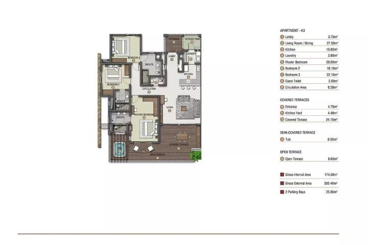 TAMARIN – SANS FRAIS D'AGENCE – Appartement 3 chambres avec vue imprenable sur l'ocean à vendre