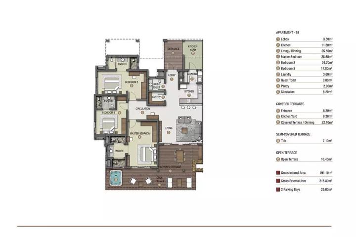 TAMARIN – NO AGENCY FEES – Luxurious 3-bedroom apartment on the heights with nature and ocean view for sale