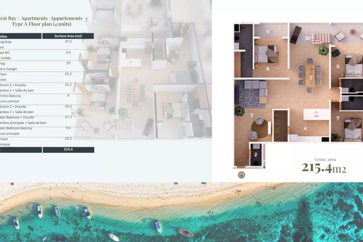 TAMARIN – Grand appartement moderne proche commerces à vendre