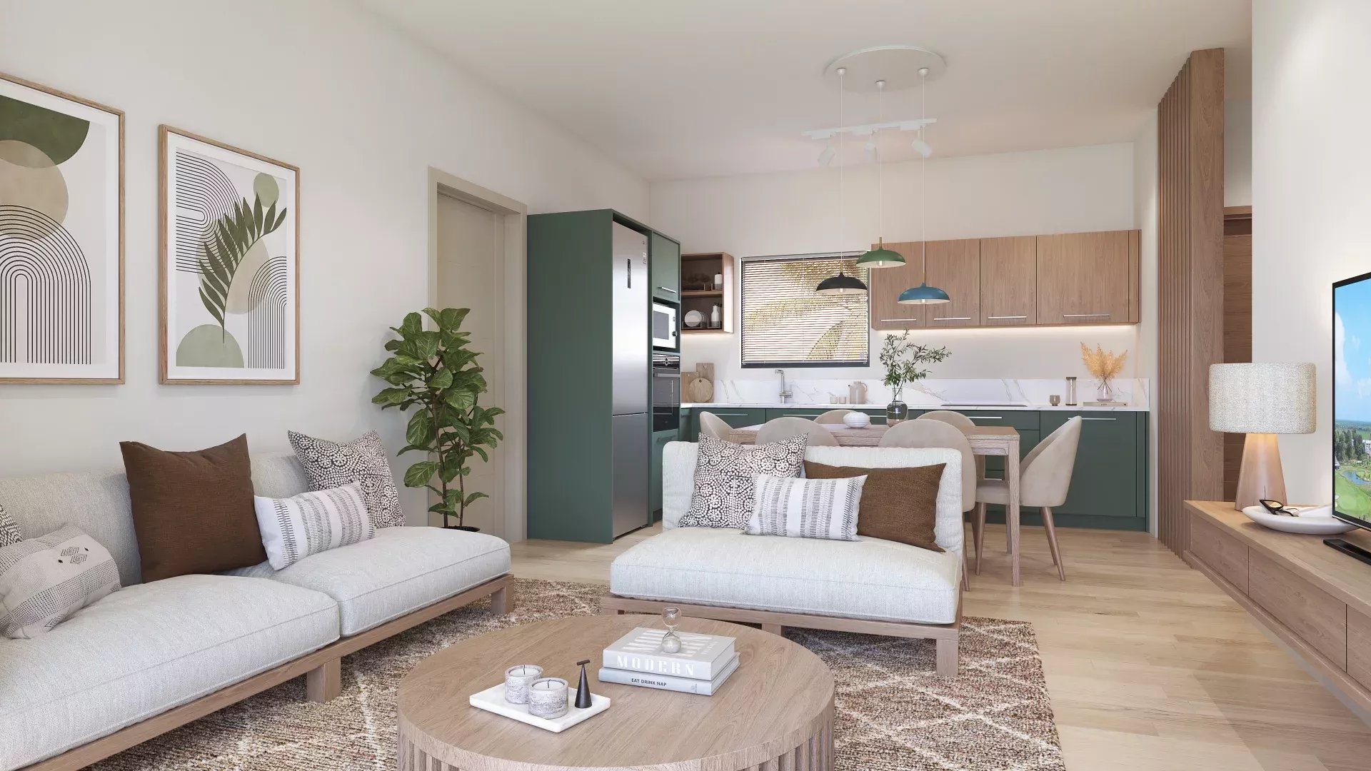 HAUTE RIVE - семейный апартамент с 3 спальнями, общим бассейном и 91 м²