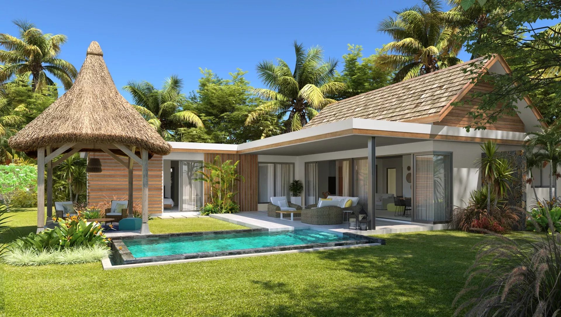 Villa à vendre à Pointe d’Esny avec 3 chambres et piscine privée sur 650m²