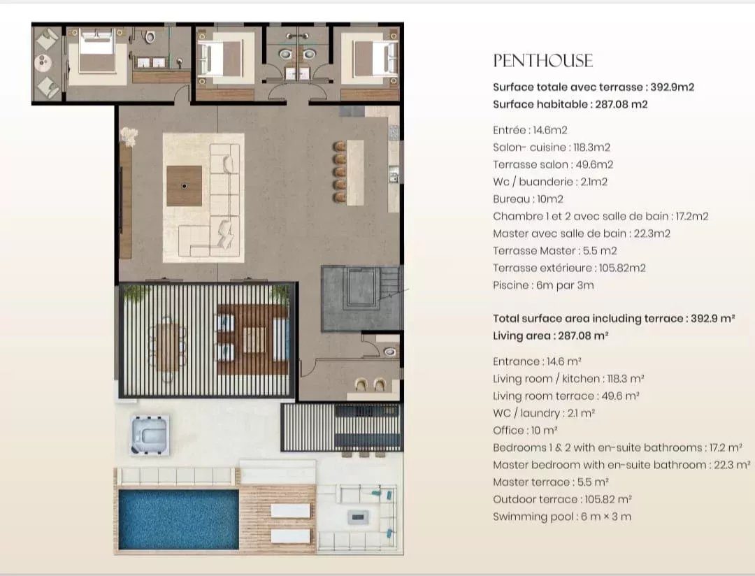 Penthouse exceptionnel à vendre à Mon Choisy, île Maurice – Penthouse Luxueux avec rooftop panoramique, piscine privée et jacuzzi