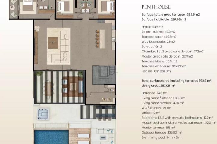 Penthouse exceptionnel à vendre à Mon Choisy, île Maurice – Penthouse Luxueux avec rooftop panoramique, piscine privée et jacuzzi