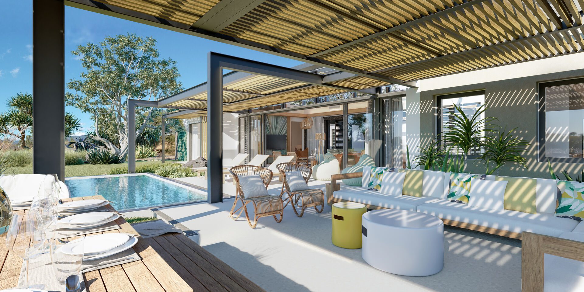 Villa éco-responsable 3 chambres à Tamarin face au golf à vendre