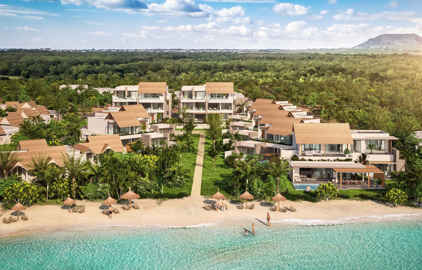 Waterfront 4-suite villa facing Le Morne
