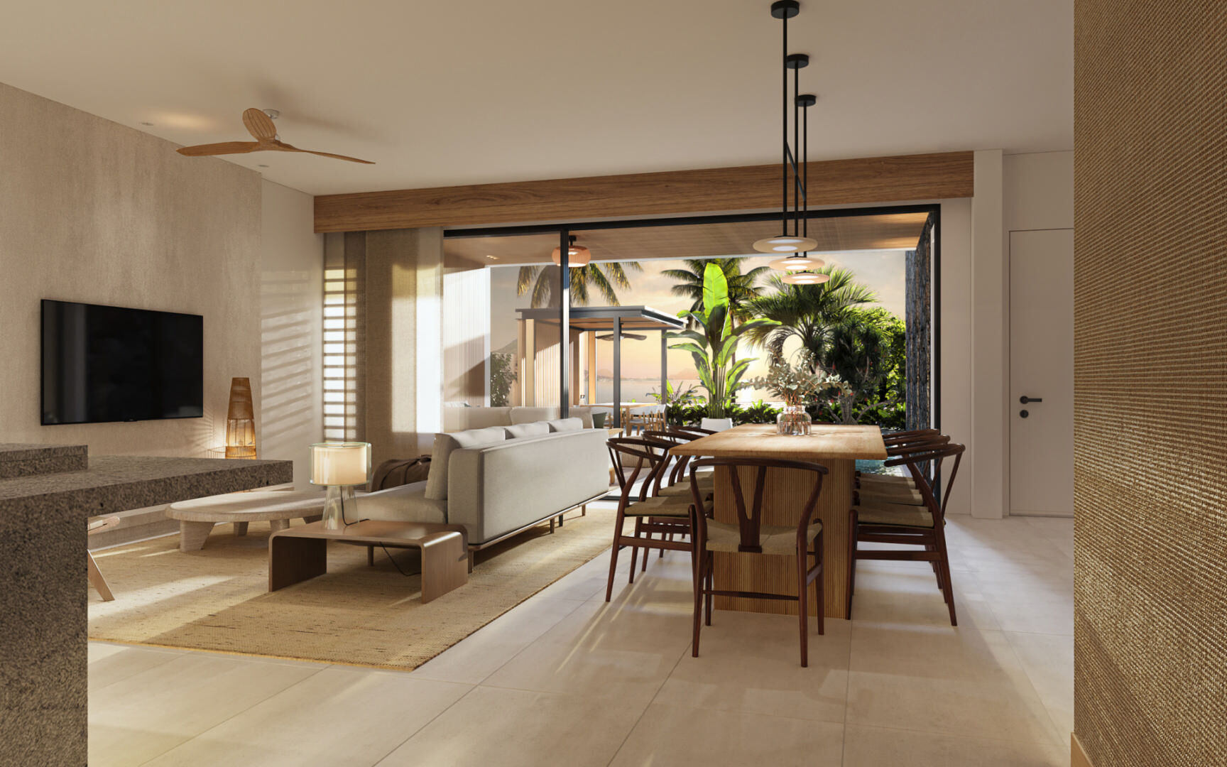 Waterfront 4-suite villa facing Le Morne