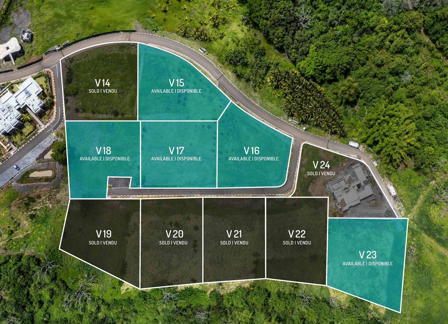 Terrain constructible avec vue mer à vendre à Baie du Cap