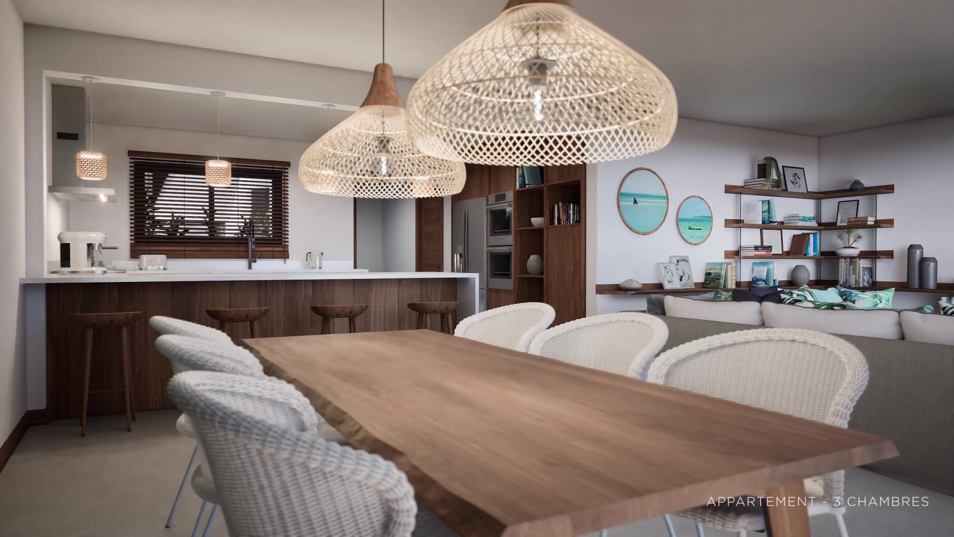 Appartement rez-de-chaussée 3 suites à vendre à Tamarin, vues mer et montagne