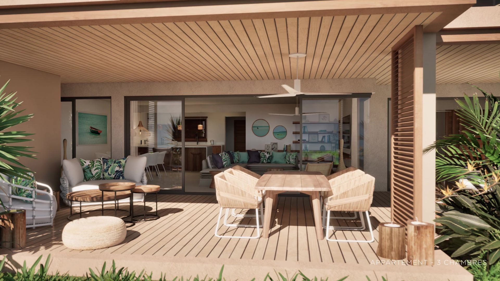 Appartement rez-de-chaussée 3 suites à vendre à Tamarin, vues mer et montagne