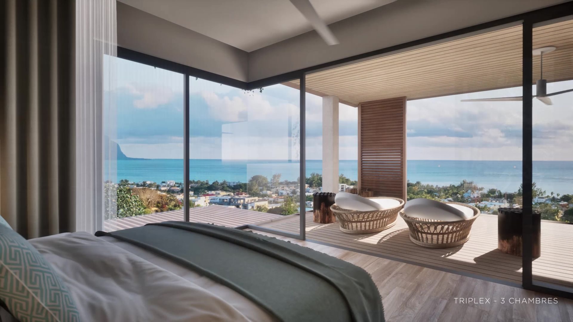 Triplex 3 chambres à vendre à Tamarin avec vue océan et jardins privatifs