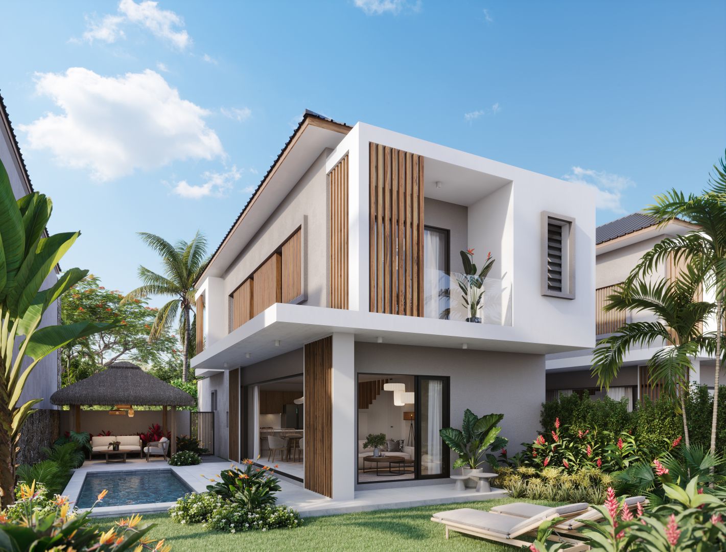 Villa Garden 4 chambres à Calodyne avec piscine privée