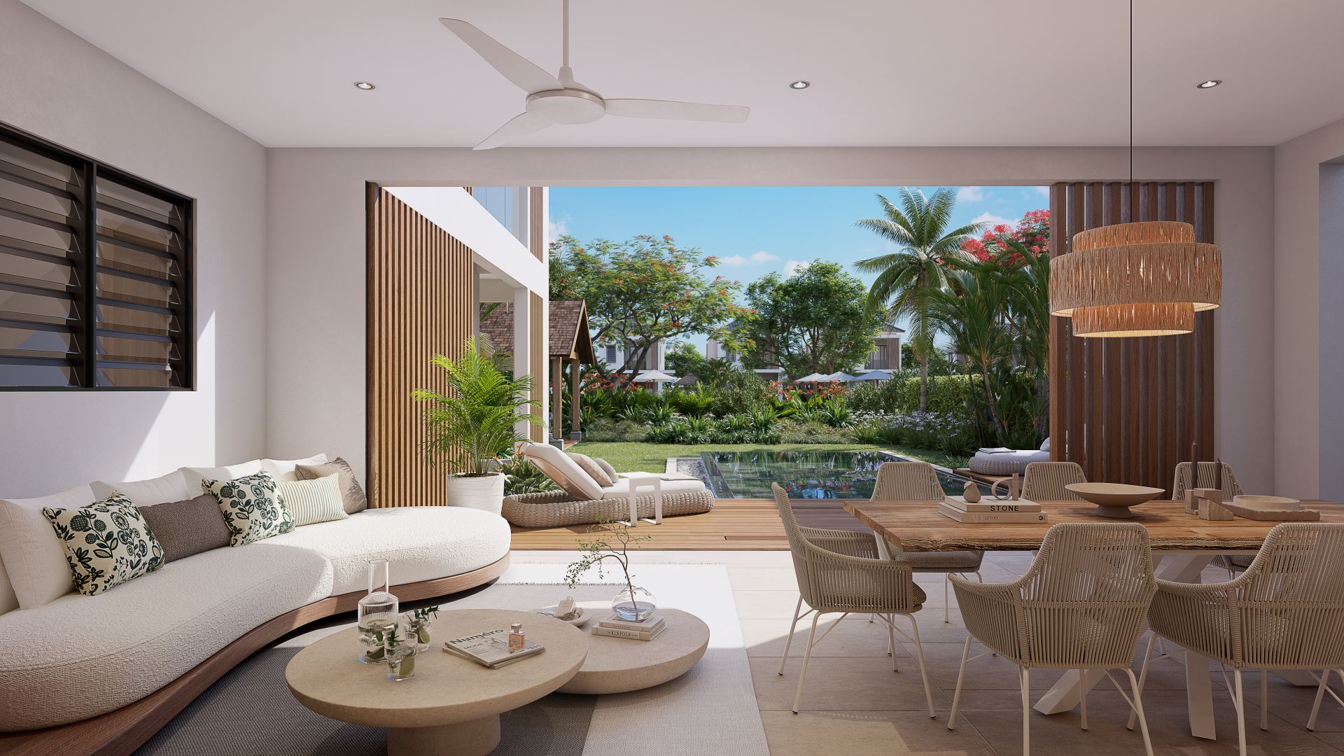 Villa Garden 4 chambres à Calodyne avec piscine privée